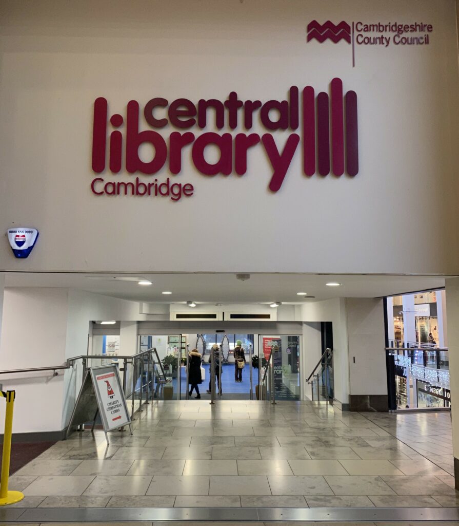 Library entrance and main sign